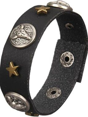 NEW Punk Leather Wristband Bracelet Wide Cuff Bangle Braided Jewelry Western